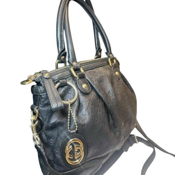 GUCCI Black Guccisima Leather Sukey 2way Satchel Bag Auth - Picture 2 of 16